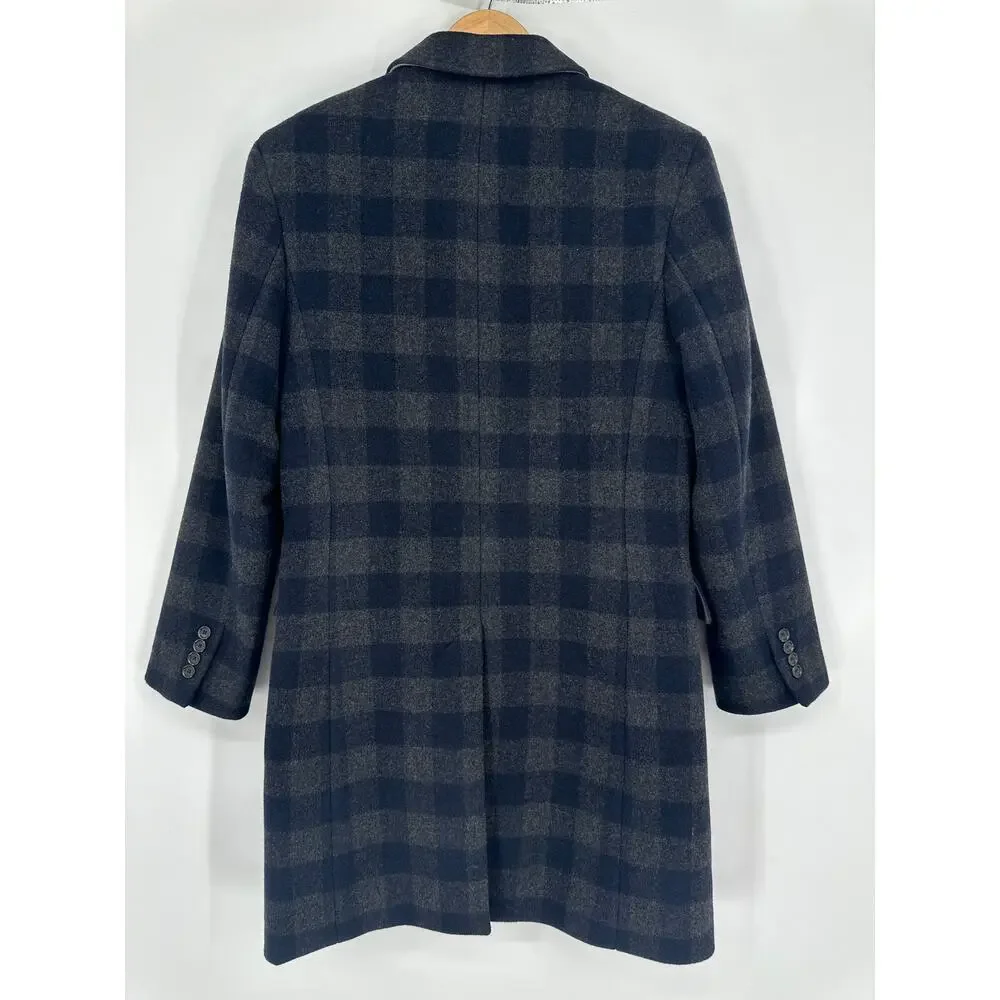 J. Crew Ludlow Topcoat Wool Blend Plaid Check Overcoat Jacket Quilted Coat, 36S
